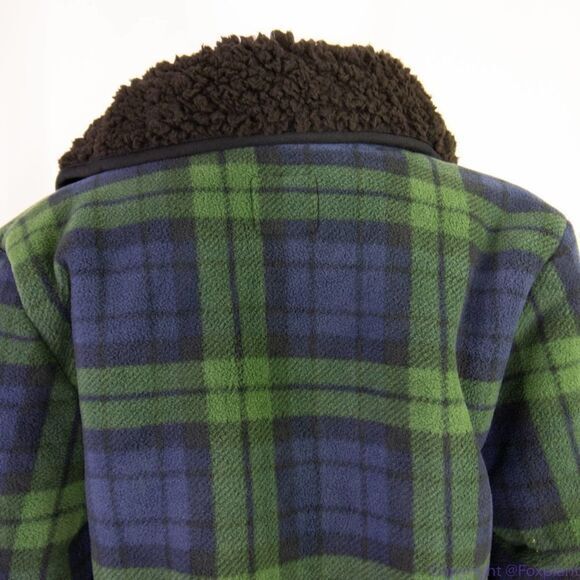 NWT JACHS Girlfriend green blue plaid Buffalo Sherpa jacket, size M - Picture 10 of 16